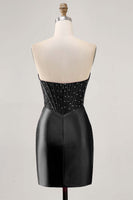 Laden Sie das Bild in den Galerie-Viewer, Glitzerndes Fuchsia Korsett Enges Kurzes Abiballkleid aus Satin