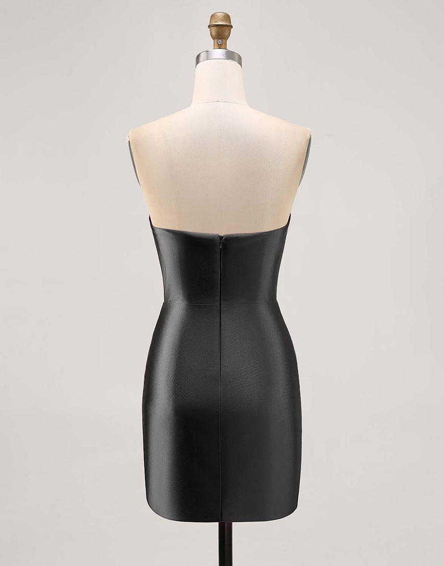 Laden Sie das Bild in den Galerie-Viewer, Fuchsia Trägerloses Perlenbesetztes Figurbetontes Abiballkleid mit Schlitz