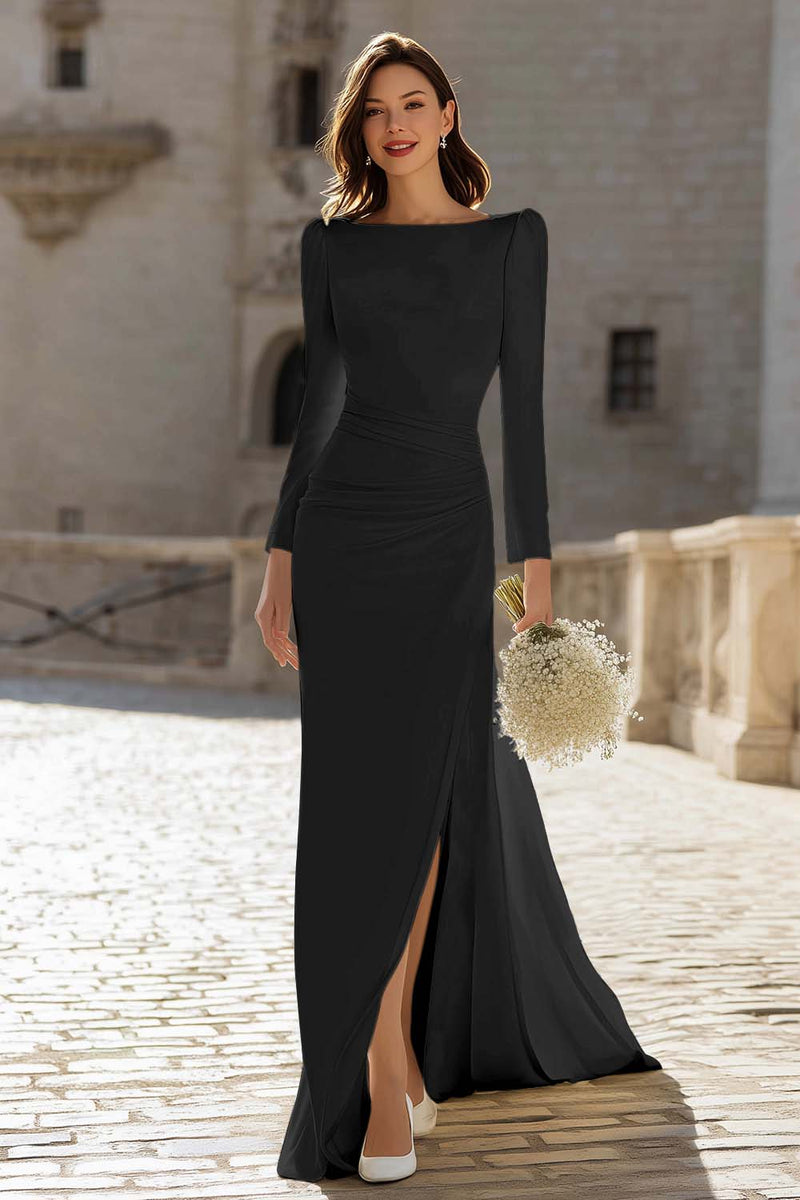 Laden Sie das Bild in den Galerie-Viewer, Elfenbein Brautkleid aus Satin mit Bateau-Ausschnitt und Schlitz