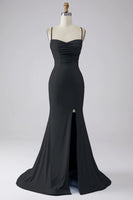 Laden Sie das Bild in den Galerie-Viewer, Funkelndes Mermaid Hellblaues Ballkleid mit Schlitz