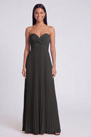 Laden Sie das Bild in den Galerie-Viewer, A-Linie Rosa und Orange Sweetheart Plissiertes Maxikleid mit Schleife
