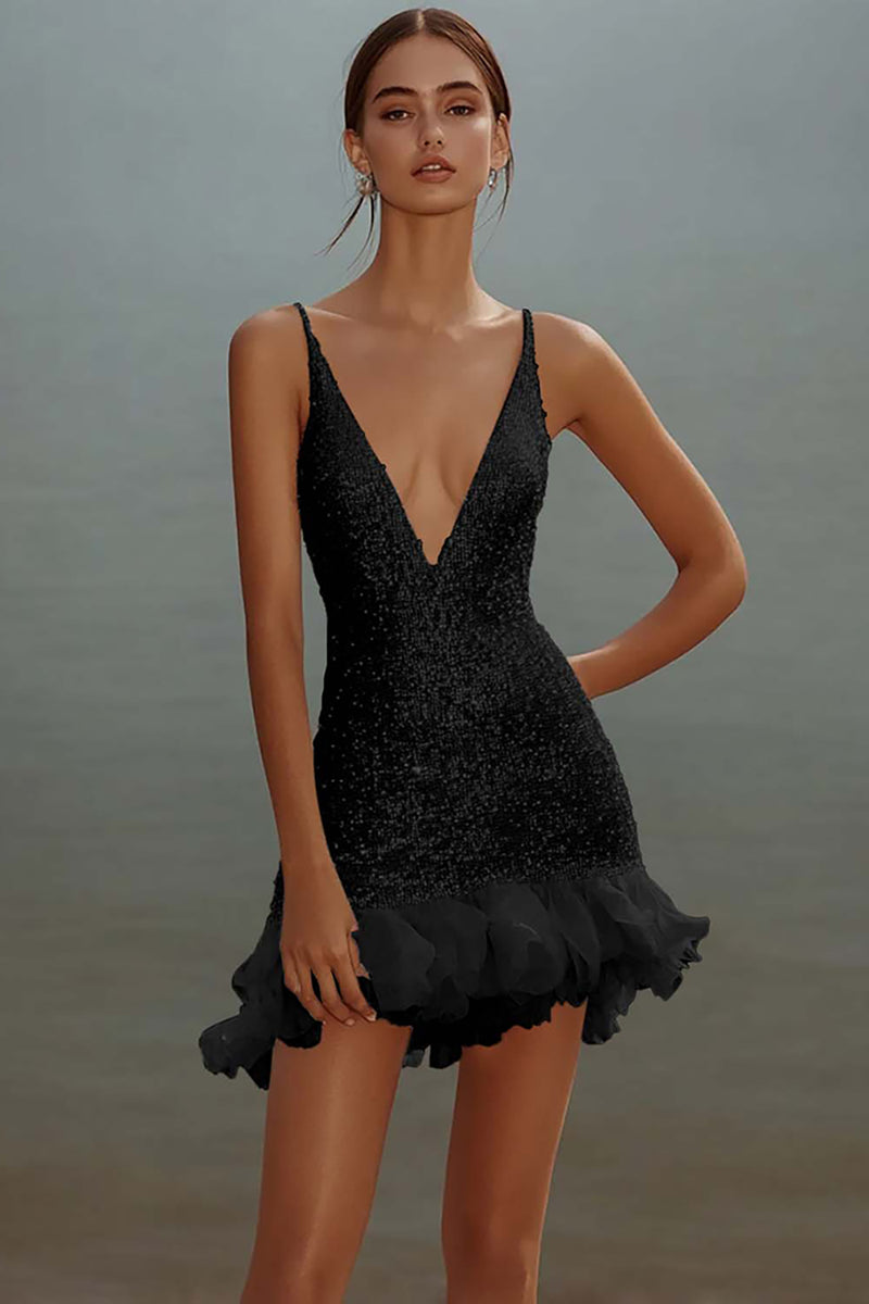 Laden Sie das Bild in den Galerie-Viewer, Weißes Figurbetontes Spaghettiträger Kurzes Standesamtkleid mit Pailletten