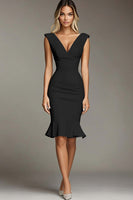 Laden Sie das Bild in den Galerie-Viewer, Weißes Figurbetontes Kurzes Standesamtkleid mit V-Ausschnitt