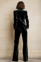 Laden Sie das Bild in den Galerie-Viewer, Samt 2-teilige Einreihige Damenanzüge mit pflaumenfarbenem Spitzrevers