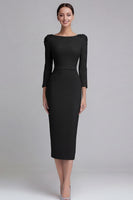 Laden Sie das Bild in den Galerie-Viewer, Etui Hellblaues Midi Business Kleid aus Satin