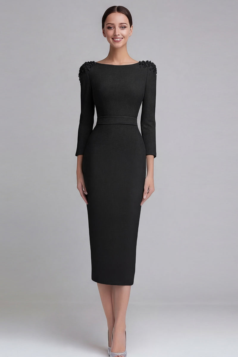 Laden Sie das Bild in den Galerie-Viewer, Etui Hellblaues Midi Business Kleid aus Satin