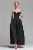 Laden Sie das Bild in den Galerie-Viewer, A-Linie Trägerloses Rotes und Fuchsia Korsett Abendkleid