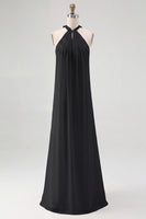 Laden Sie das Bild in den Galerie-Viewer, Weißes Etui Neckholder Chiffon Langes Standesamtkleid