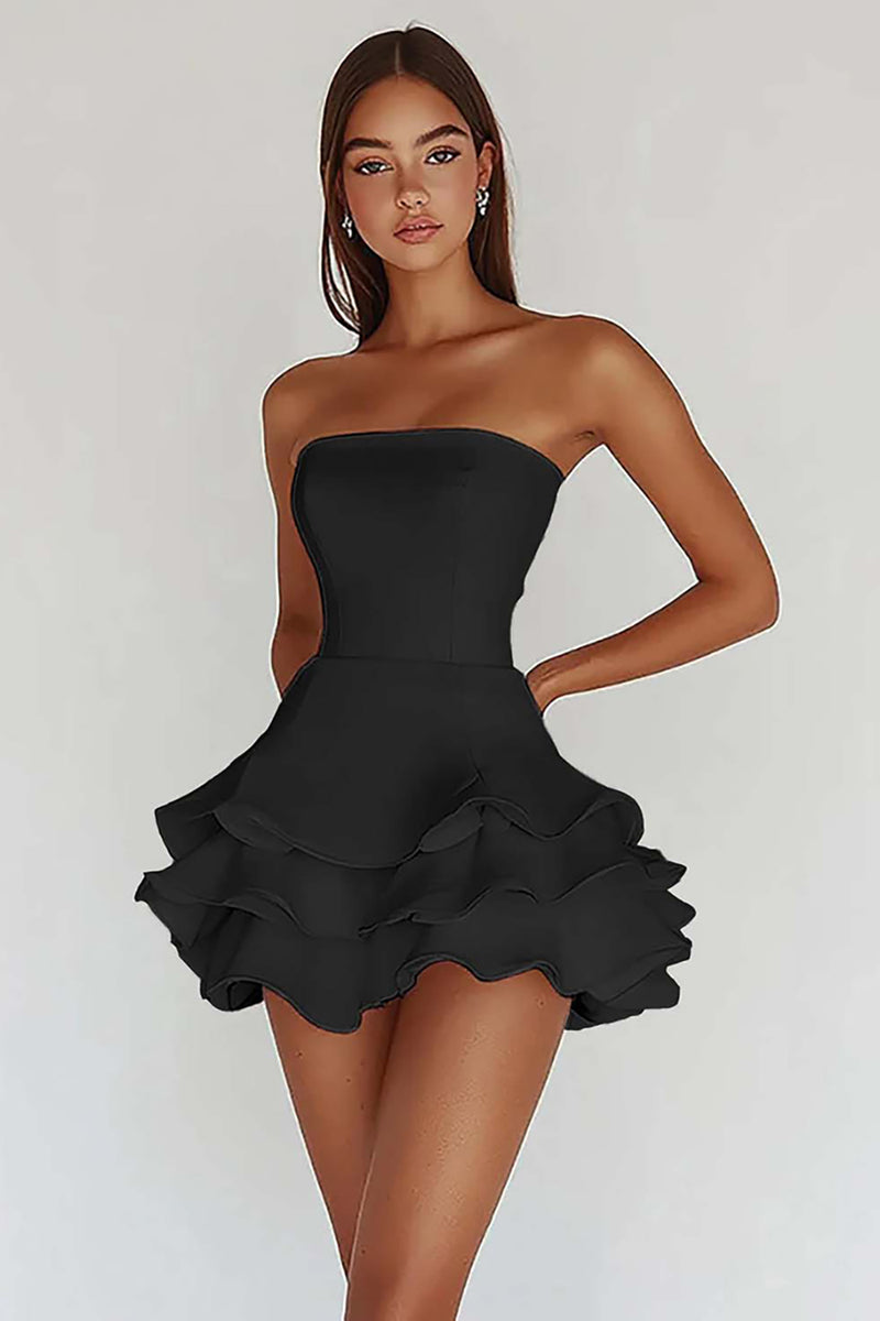 Laden Sie das Bild in den Galerie-Viewer, Weißes Trägerloses Standesamtkleid aus Satin in A-Linie