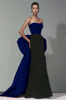 Laden Sie das Bild in den Galerie-Viewer, Schwarzes und Rotes Trägerloses Meerjungfrauen Langes Ballkleid mit Schleife