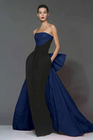 Laden Sie das Bild in den Galerie-Viewer, Trägerloses Schwarzes und Rotes Meerjungfrauen Ballkleid mit Schleife