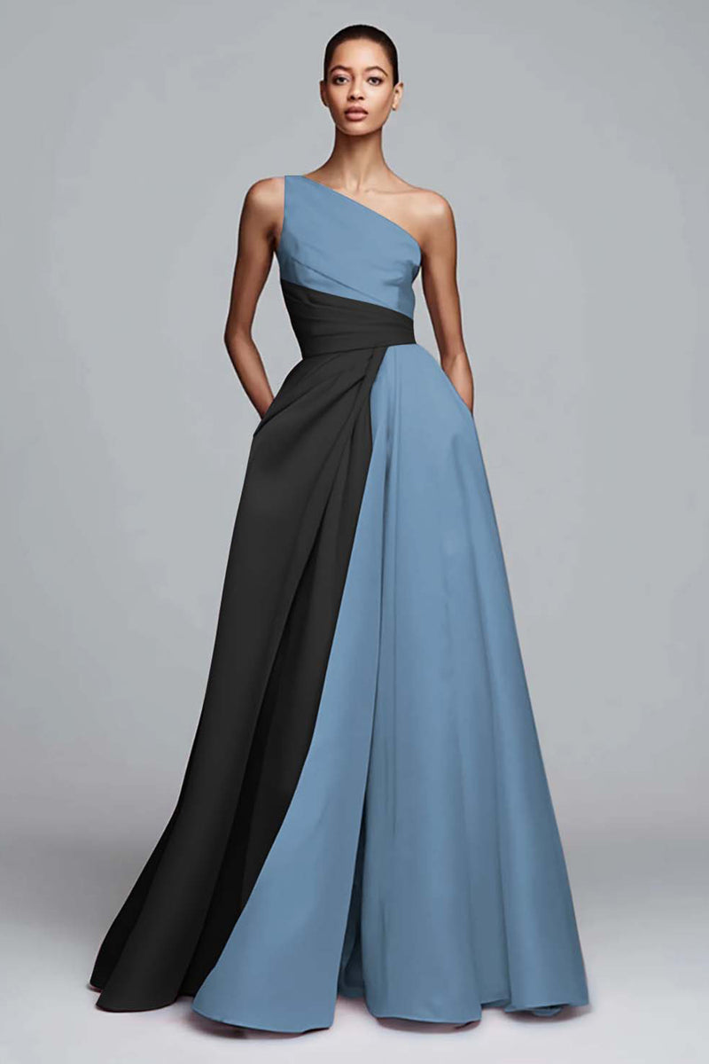 Laden Sie das Bild in den Galerie-Viewer, Einschulteriges Rosa Gerafftes Ballkleid in A-Linie