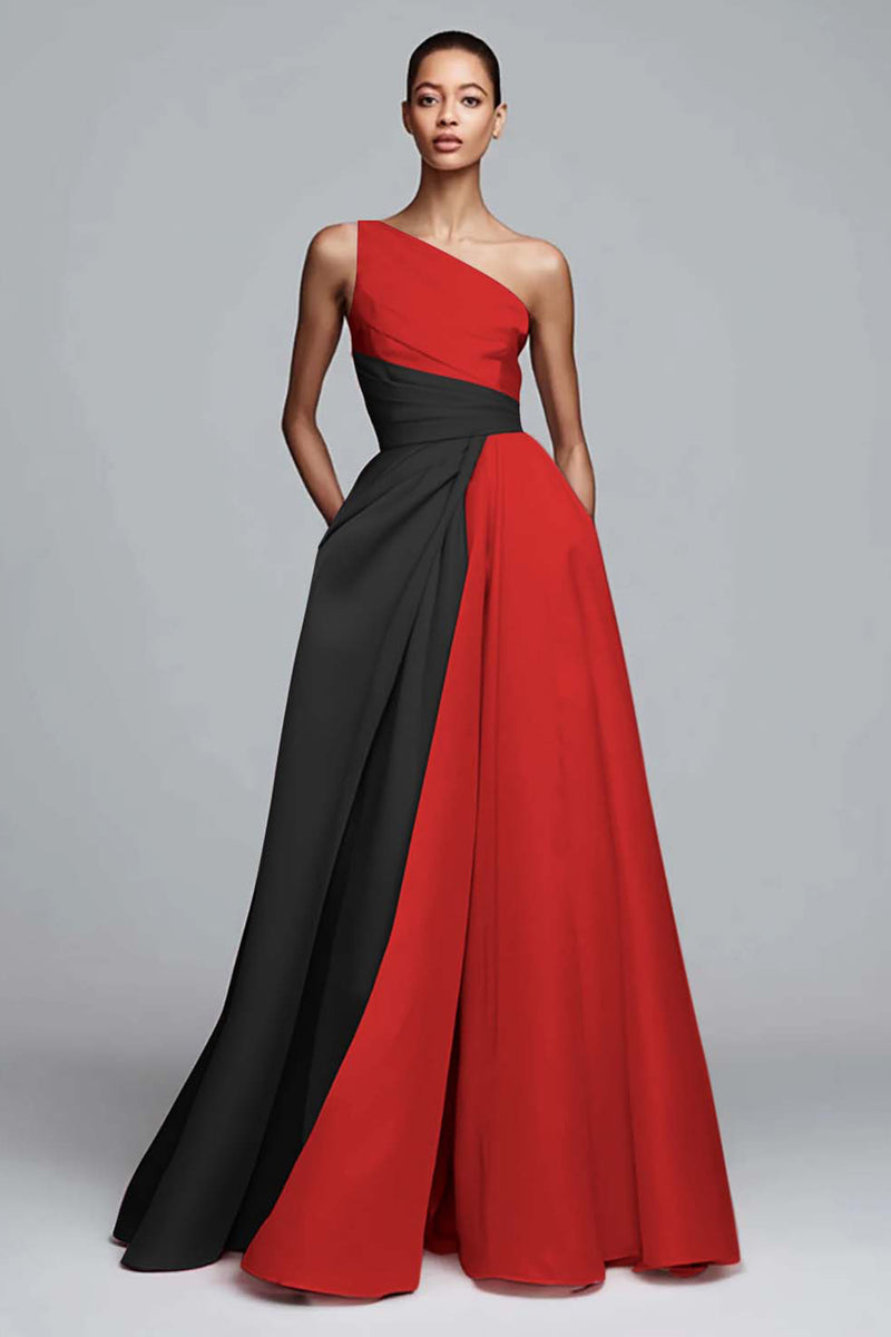 Laden Sie das Bild in den Galerie-Viewer, Einschulteriges Rosa Gerafftes Ballkleid in A-Linie