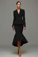 Laden Sie das Bild in den Galerie-Viewer, Meerjungfrau Elfenbein Peak Revers Midi Arbeitskleid