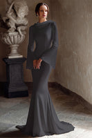Laden Sie das Bild in den Galerie-Viewer, Elfenbein Meerjungfrauen Brautkleid mit Wasserfallausschnitt