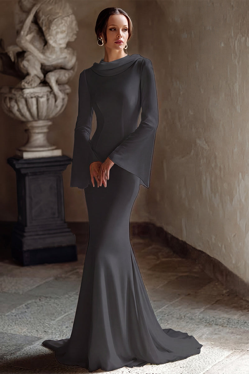 Laden Sie das Bild in den Galerie-Viewer, Elfenbein Meerjungfrauen Brautkleid mit Wasserfallausschnitt