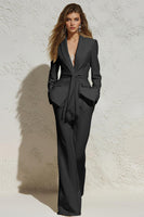 Laden Sie das Bild in den Galerie-Viewer, Weiße 2-teilige Business-Anzüge mit gerafftem Revers und Schärpe