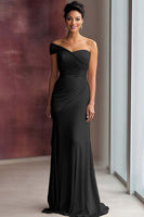 Laden Sie das Bild in den Galerie-Viewer, Helles Khaki Eine Schulter Etui Galakleid mit Falten