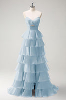 Laden Sie das Bild in den Galerie-Viewer, Orange Herzausschnitt Prinzessin Gestuftes Langes Ballkleid mit Schlitz