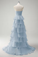 Laden Sie das Bild in den Galerie-Viewer, Orange Herzausschnitt Prinzessin Gestuftes Langes Ballkleid mit Schlitz