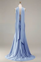 Laden Sie das Bild in den Galerie-Viewer, Trägerloses Champagner Zweiteiler Meerjungfrauen Convertible Langes Ballkleid mit Perlenmuster und Halsschal