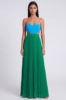 Laden Sie das Bild in den Galerie-Viewer, A-Linie pink-orange-Sweetheart plissiertes Maxi-Kleid