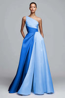 Laden Sie das Bild in den Galerie-Viewer, Einschulteriges Rosa Gerafftes Ballkleid in A-Linie