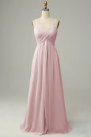 Laden Sie das Bild in den Galerie-Viewer, Spaghettiträger Ärmelloses Staubiges Salbei Brautjungfernkleid