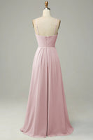 Laden Sie das Bild in den Galerie-Viewer, Spaghettiträger Ärmelloses Staubiges Salbei Brautjungfernkleid