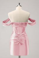 Laden Sie das Bild in den Galerie-Viewer, Dunkelgrünes schulterfreies Korsett aus Satin Abiballkleid