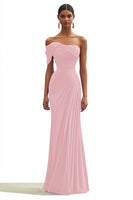 Laden Sie das Bild in den Galerie-Viewer, Meerjungfrau Dunkelgrünes Einschulteriges Plissiertes Langes Abendkleid