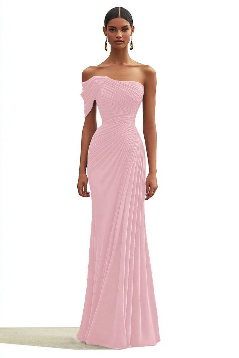 Laden Sie das Bild in den Galerie-Viewer, Meerjungfrau Dunkelgrünes Einschulteriges Plissiertes Langes Abendkleid