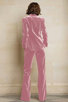 Laden Sie das Bild in den Galerie-Viewer, Samt 2-teilige Einreihige Damenanzüge mit pflaumenfarbenem Spitzrevers