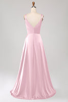 Laden Sie das Bild in den Galerie-Viewer, Einfaches dunkelgrünes Spaghettiträger Ballkleid mit Rüschen und Schlitz