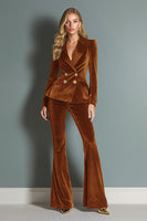 Laden Sie das Bild in den Galerie-Viewer, Königsblaue 2-teilige Zweireihige Damenanzüge aus Samt