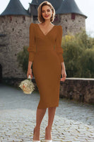 Laden Sie das Bild in den Galerie-Viewer, Weißes Etui Langarm Midi Standesamtkleid