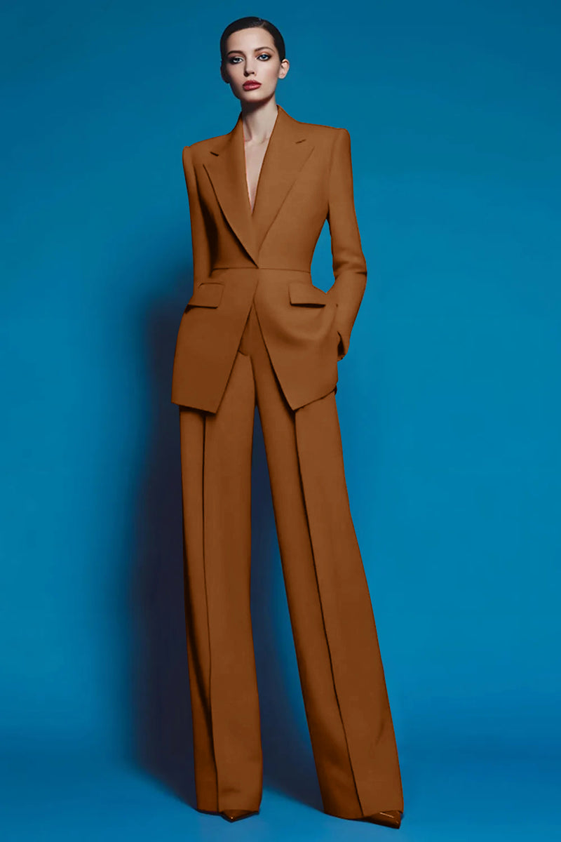 Laden Sie das Bild in den Galerie-Viewer, Rote 2-teilige Damen Ballanzüge mit gekerbtem Revers und Taschen