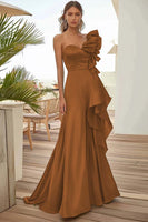 Laden Sie das Bild in den Galerie-Viewer, Schwarzes Einschultriges Ballkleid mit Rüschen