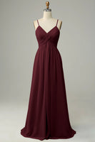 Laden Sie das Bild in den Galerie-Viewer, Spaghettiträger Ärmelloses Staubiges Salbei Brautjungfernkleid