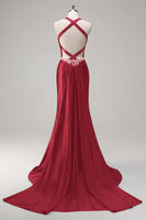 Laden Sie das Bild in den Galerie-Viewer, Glitzerndes Dunkelgrünes Meerjungfrauen Neckholder Pailletten Ballkleid