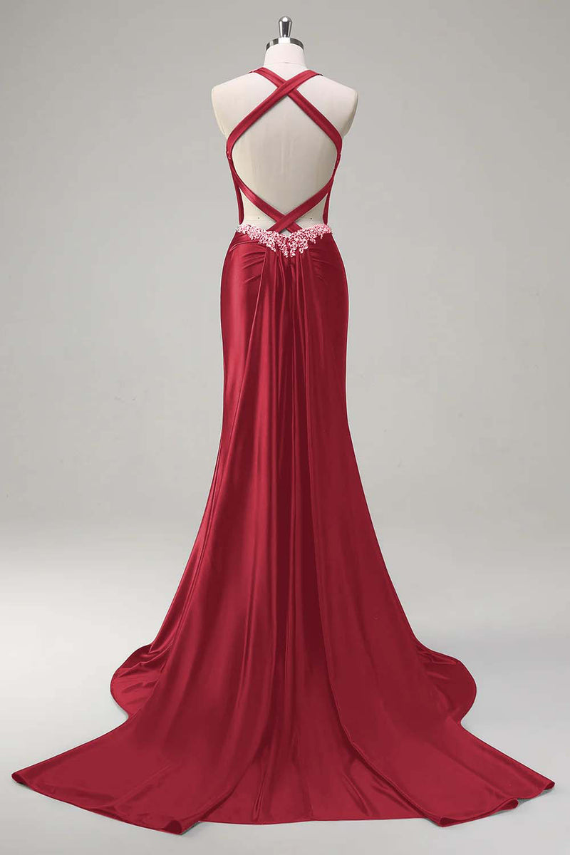 Laden Sie das Bild in den Galerie-Viewer, Glitzerndes Dunkelgrünes Meerjungfrauen Neckholder Pailletten Ballkleid