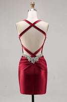 Laden Sie das Bild in den Galerie-Viewer, Korsett Satin Bodycon Dunkelgrünes Cocktailkleid