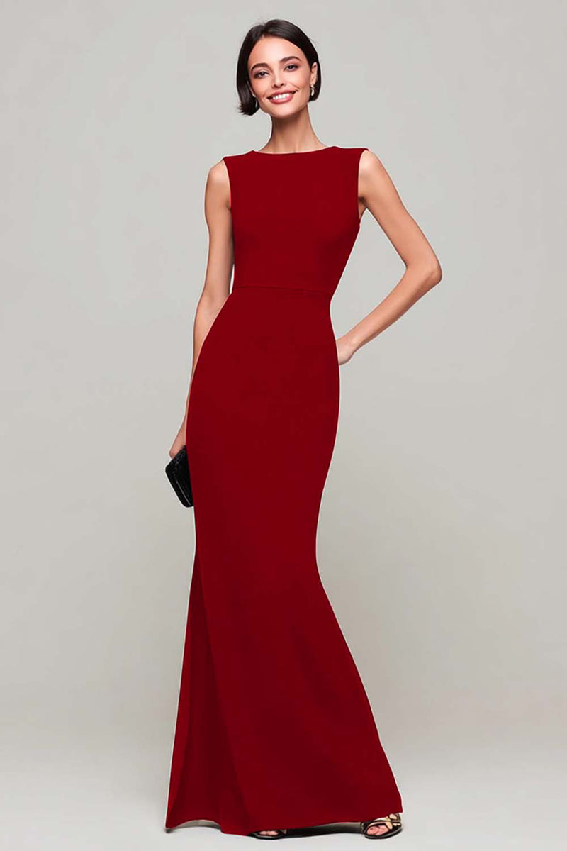 Laden Sie das Bild in den Galerie-Viewer, Schwarzes Langes Etui Ballkleid mit Schlüsselloch und Bateau-Ausschnitt