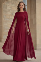 Laden Sie das Bild in den Galerie-Viewer, Marineblaues Meerjungfrauen Chiffon Langes Kleid der Brautmutter mit Umhang