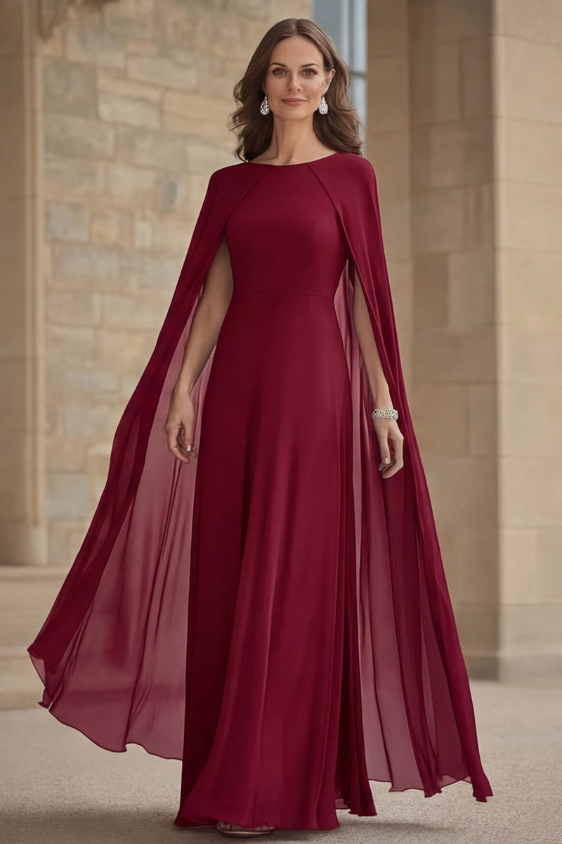 Laden Sie das Bild in den Galerie-Viewer, Marineblaues Meerjungfrauen Chiffon Langes Kleid der Brautmutter mit Umhang