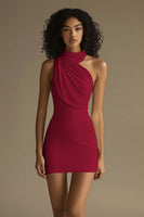 Laden Sie das Bild in den Galerie-Viewer, Weißes Kurzes Standesamtkleid mit Rüschen mit Neckholder