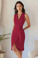 Laden Sie das Bild in den Galerie-Viewer, Bodycon Himmelblaues Arbeitskleid mit V-Ausschnitt