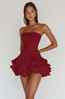 Laden Sie das Bild in den Galerie-Viewer, Weißes Trägerloses Standesamtkleid aus Satin in A-Linie