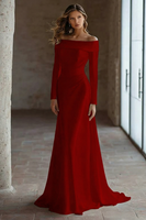 Laden Sie das Bild in den Galerie-Viewer, Elfenbein Schulterfreies Langärmeliges Brautkleid