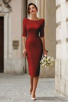 Laden Sie das Bild in den Galerie-Viewer, Elfenbein Meerjungfrauen Langes Standesamtkleid mit U-Boot-Ausschnitt und Ärmeln